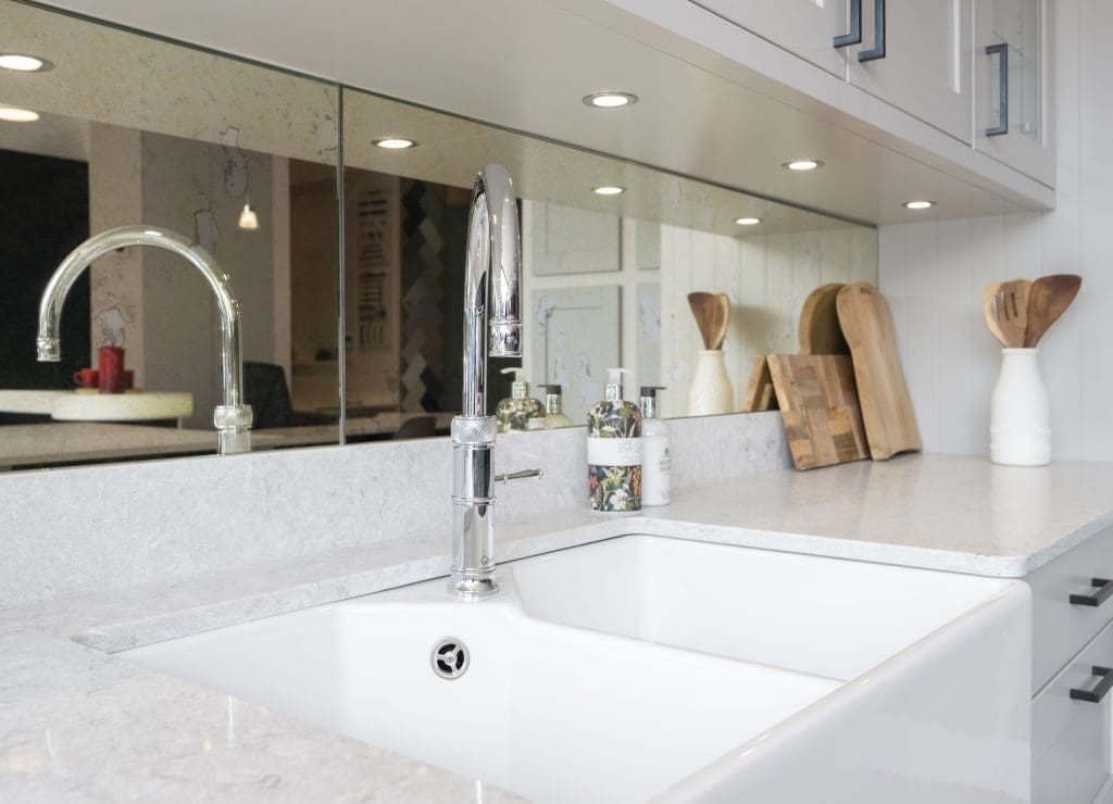 Antique mirror glass splashback