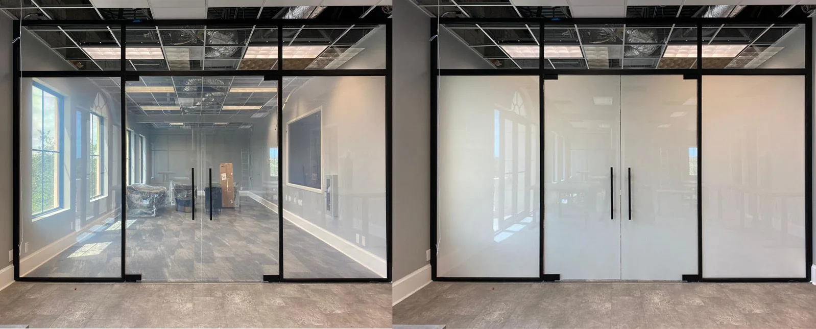 Electrochromic smart glass switching from clear to tinted