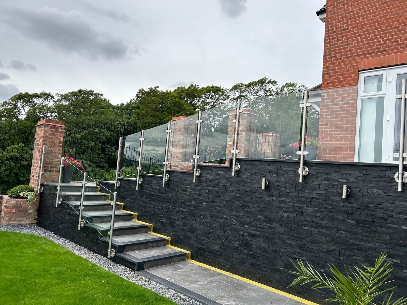 Frameless glass balustrade on a terrace