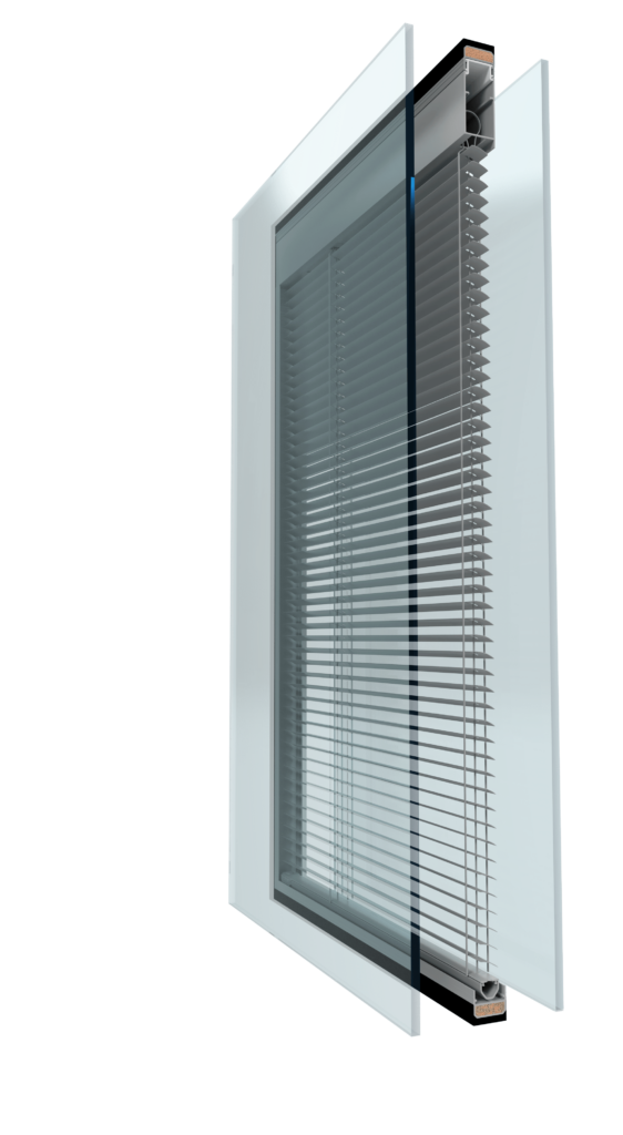 Cross-section of an integral blind sealed unit