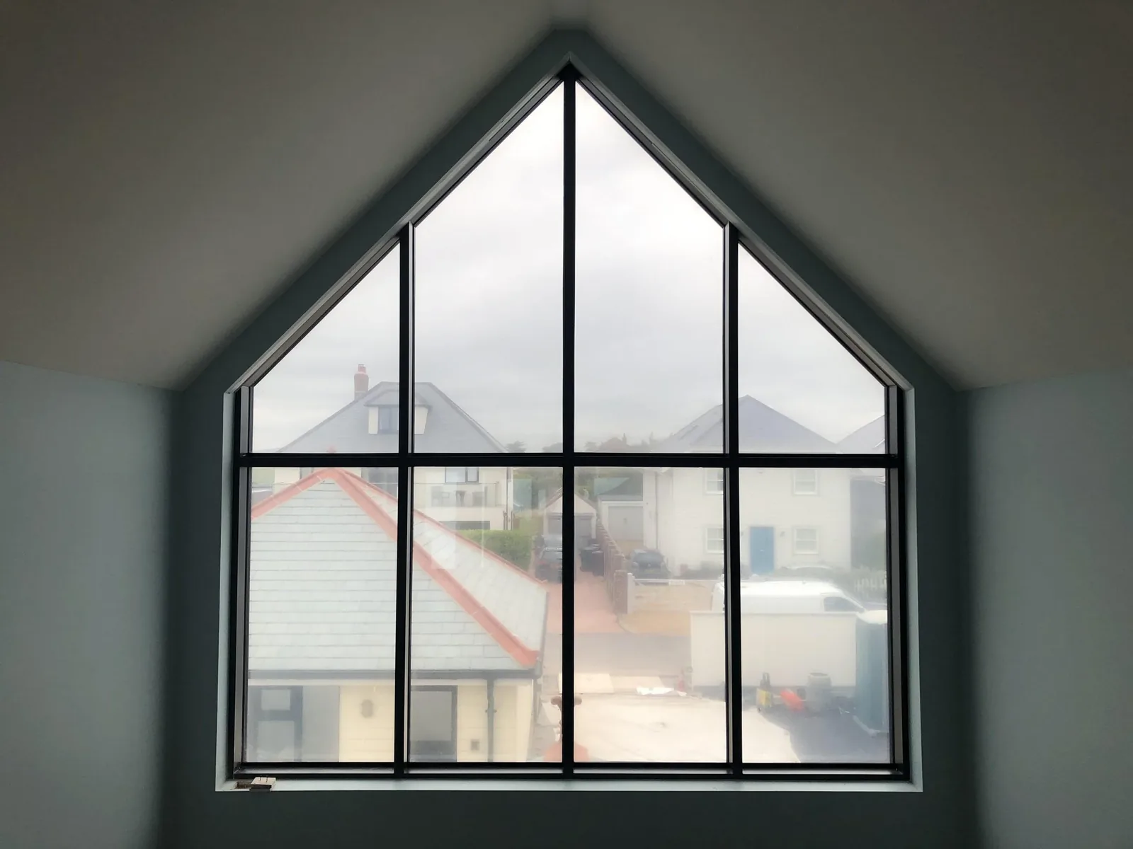 Smart glass panel switched on and clear