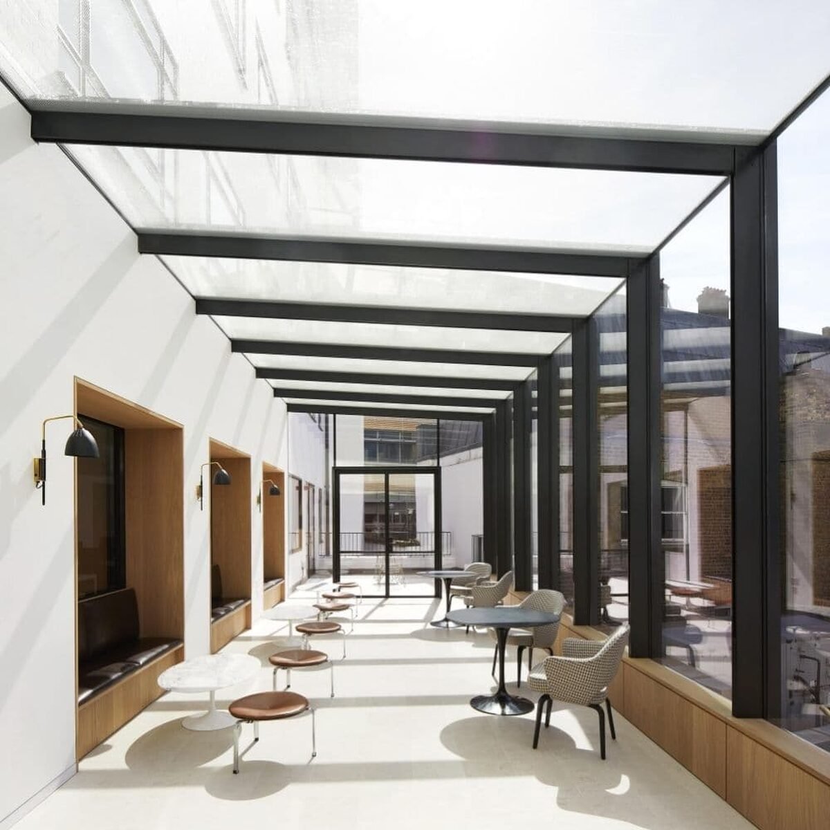 Solar control glass on a glazed facade