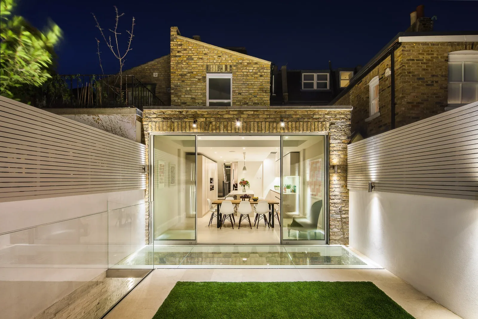 Walk-on glass panel set into an exterior terrace